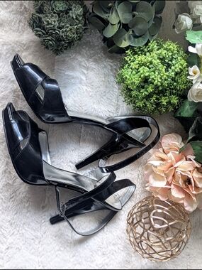 Guess Black Patent Strappy Stiletto Heels
